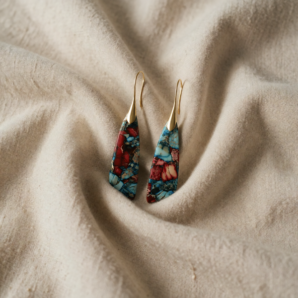 Vintage style silver and gold colourful stud earrings