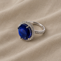 Halo Blue Statement Silver Ring