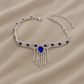Blue Tassel Crystal Anklet