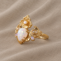 Vintage Carved Flower Opal Ring