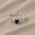 Heart Shaped Blue Silver Ring