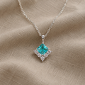 Silver Necklace with Inlaid Synthetic Stones
