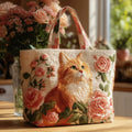 Craftsman bag - ginger cat with roses