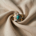 Antique Style Turquoise Set Gold and Silver Ring