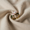 Pearl Leaf Reversible Open Adjustable Ring