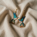 Delicate Hummingbird Rings in Blue Patent Leather Look