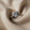 Ring with Heart-Shaped Crystal and Cubic Zirconia Setting