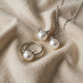 Beautiful Pearl Necklace with Earrings + Ring