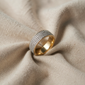 Gold Ring with Wide Crystal Setting