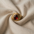 Iconic Ring with Engraved Ruby