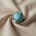 Gold Turquoise Stone Cubic Zirconia Ring