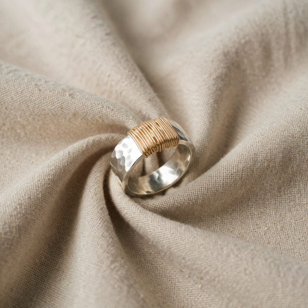 Golden Wire Silver Ring