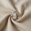 Handmade adjustable ring with footprint and heart – 925 sterling silver