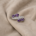Ring with Purple Stone Clusters and Zirconia Band