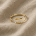 Gold-Coloured Ring with Branch Design