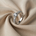 Minimalist White Gold Ring with Cubic Zirconia Insets