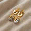 Minimalist Two-Tone Gold Oval Earrings