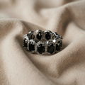 Onyx Oval Cubic Zirconia Silver Ring