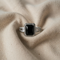 Onyx Square Cubic Zirconia Statement Ring
