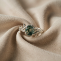 Retro Round Ring with Agate Edge and Leaf
