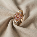 PINK AND GOLD GLITTER RING with Floral Pattern