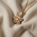 Blossom Pendant Necklace with Pink Crystals