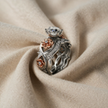 PINK CULTURED Semi-Precious Stone Ring with Floral Pattern