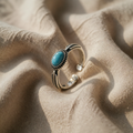 Adjustable Silver Ring with Turquoise Stone