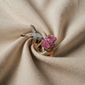 Adjustable Ring with Hummingbird – Zircon, 14 Carat Gold Plated