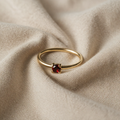 Gold-Coloured Ring with Red Crystal