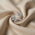 White Gold Double Butterfly Cubic Zirconia Ring