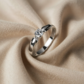 White Gold Ring with Minimalist Zircon Design