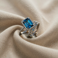 Ocean Ring in Electroplated Sea Blue Alloy, Geometric Shape