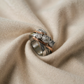Carved Gold and Silver Zircon Ring