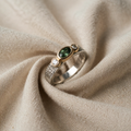 Green and gold ring, feminine geometric shape