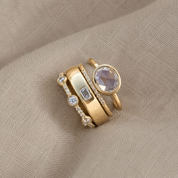 Vintage Gold Zircon Ring Set