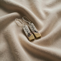 Tree Motif Earrings Silver and Gold Rectangular