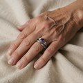 Ring Set with Purple Centre Stone and Crown Shape