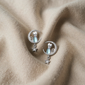 925 Sterling Silver Moon & Star Cat Earrings with Cubic Zirconia