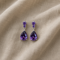 Earrings with Purple Drop Stone and Stud
