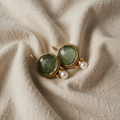 Earrings made of Antique Jade with Pearls