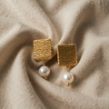 Woven Square Pearl Earrings