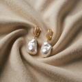 Baroque Pearl Drop Earrings with Silver Hooks and Organic Shapes