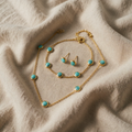 Bohemian Silver Turquoise Necklace, Earrings and Bracelet Set