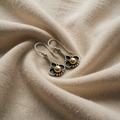 Boho Clover Pearl Earrings in Silver with Shimmering Drop