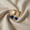 Boho Lapis Lazuli Square Drop Earrings