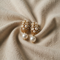Earrings with Pearl Effect and Flower Ornaments