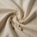 Frida – Fan Earrings with Green Drop Effect