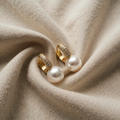 Pearl Huggie Paved Earrings