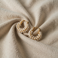 Pearl Bubble Earrings with Sparkling Accents in Silver Ring